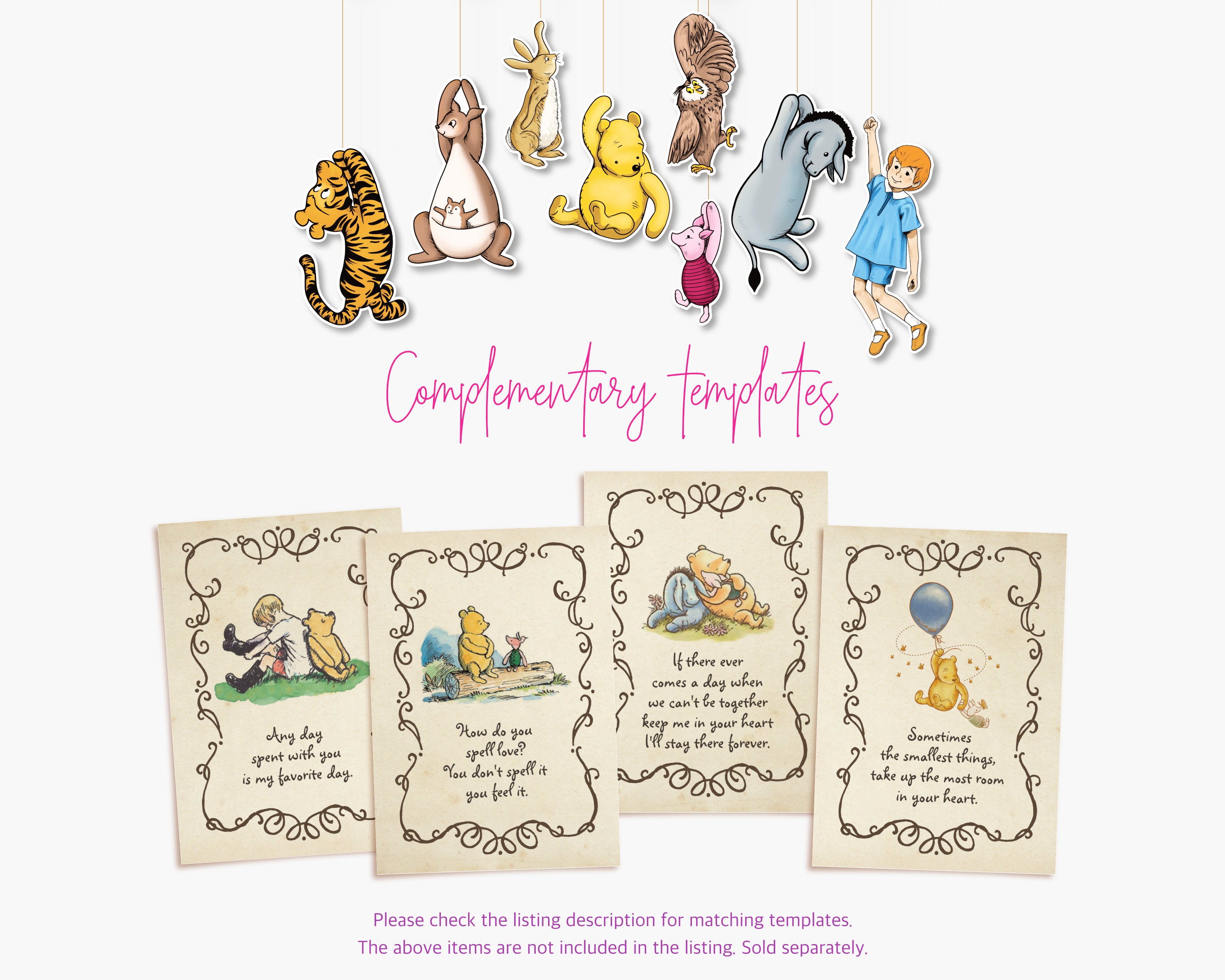 Classic Winnie the Pooh Baby Shower Games, Editable Classic Pooh